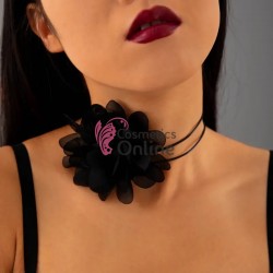 Floare cu snur pentru decor gat PRL02TT Neagra